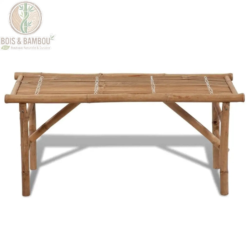 Plateau tissé bambou naturel banc jardin 118 cm lattes bambou aérées