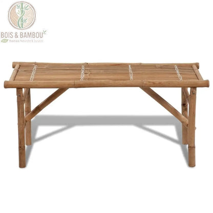 Plateau tissé bambou naturel banc jardin 118 cm lattes bambou aérées
