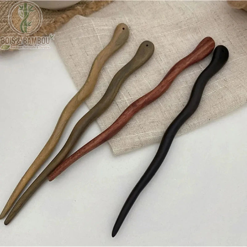 Bâton cheveux bois naturel, 4 teintes disponibles, Bois Et Bambou Eco