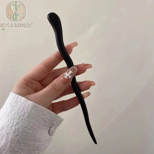 Bâton à cheveux en bois coloris noir, style chinois vintage