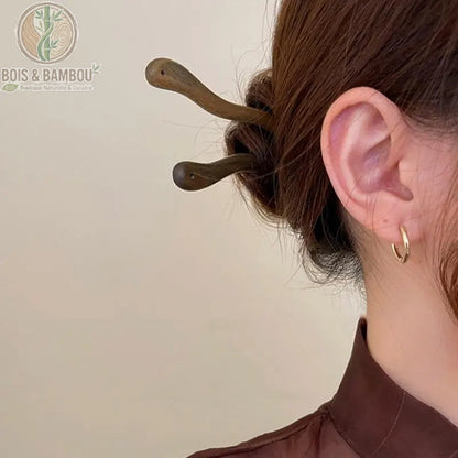 Bâton à cheveux en bois porté en chignon, style Hanfu féminin