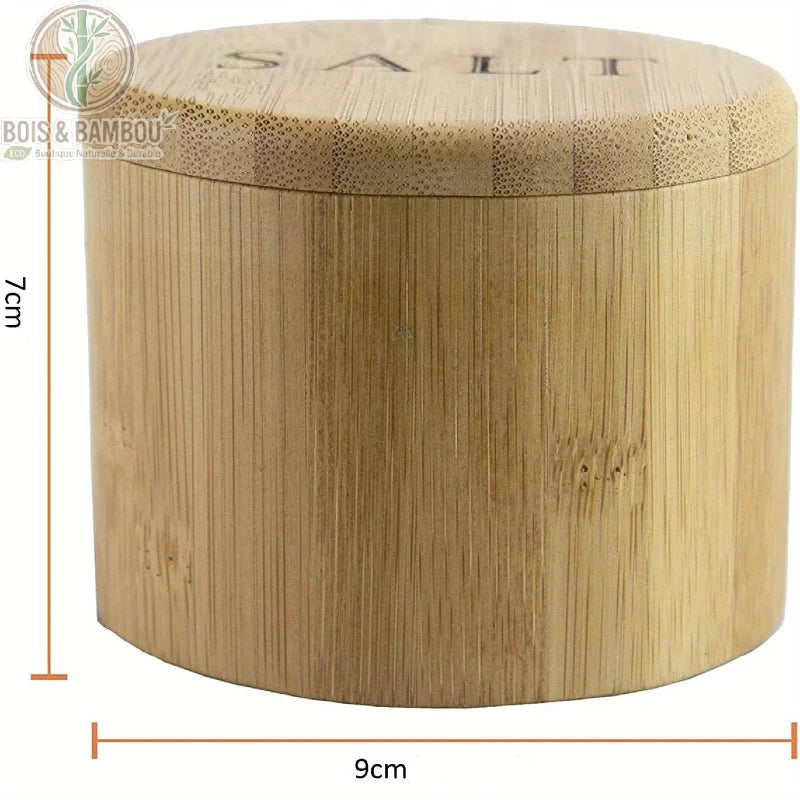 Boîte à sel bambou dimensions 9 cm diamètre 7 cm hauteur
