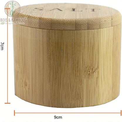 Boîte à sel bambou dimensions 9 cm diamètre 7 cm hauteur
