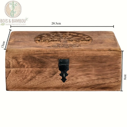 Boîte à souvenirs en bois naturel dimensions 20,5 cm longueur 13 cm largeur 8 cm hauteur