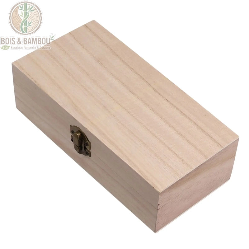Boîte en bois finition brillante coloris bois clair grain fin beige verrou bronze doré