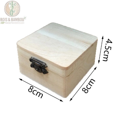 Boîte en bois pin naturel dimensions 8 cm longueur 8 cm largeur 4,5 cm hauteur