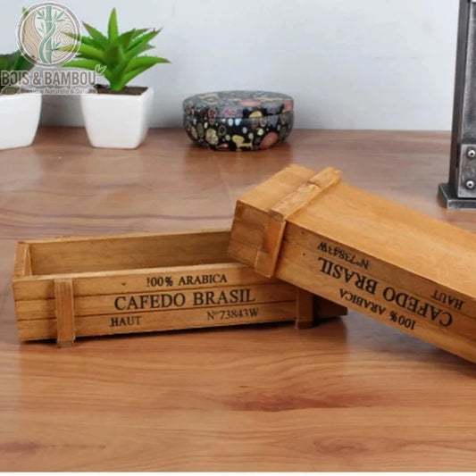 Boîte de rangement en bois vintage
