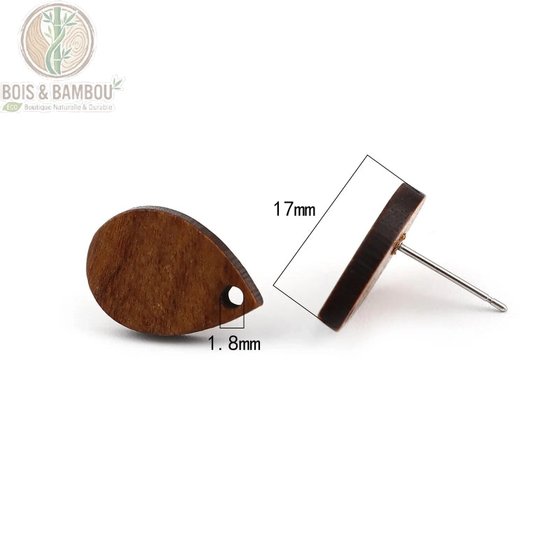 Boucles d'oreilles en bois naturel modèle 3, finition artisanale naturelle, Bois Et Bambou Eco