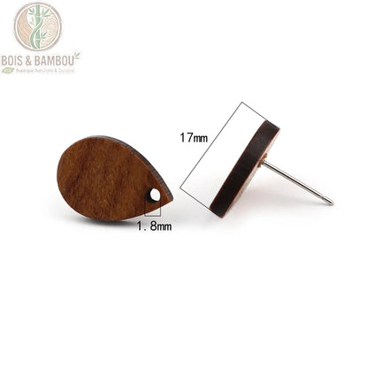 Boucles d'oreilles en bois naturel modèle 3, finition artisanale naturelle, Bois Et Bambou Eco