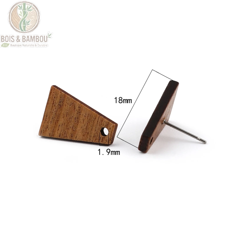 Boucles d'oreilles en bois naturel modèle 4, bijou léger style bohème, Bois Et Bambou Eco
