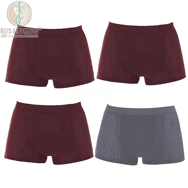 Lot mixte 3 bordeaux et 1 gris en fibre de bambou