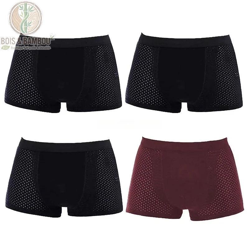 Lot mixte 3 boxers noirs et 1 bordeaux en fibre de bambou