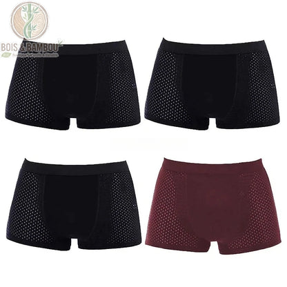 Lot mixte 3 boxers noirs et 1 bordeaux en fibre de bambou
