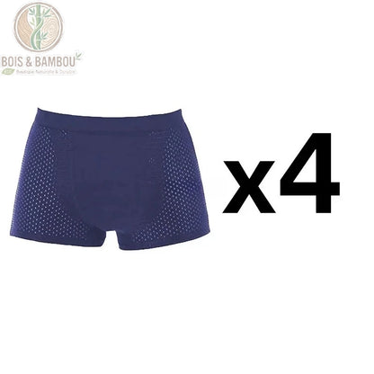 Lot de 4 boxers bambou homme coloris bleu uni