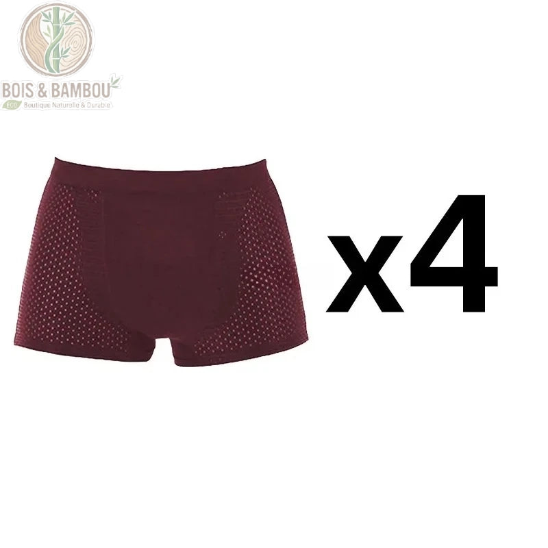 Lot de 4 boxers bambou homme coloris bordeaux uni