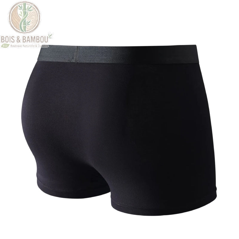 Boxer bambou noir homme vue arrière coupe stretch