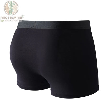 Boxer bambou noir homme vue arrière coupe stretch