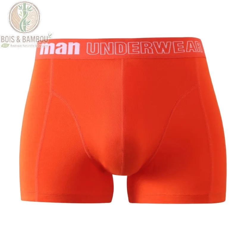 Boxer bambou homme coloris orange respirant