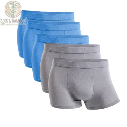 Lot 5 boxers bambou homme 3 Bleu ciel 2 Gris