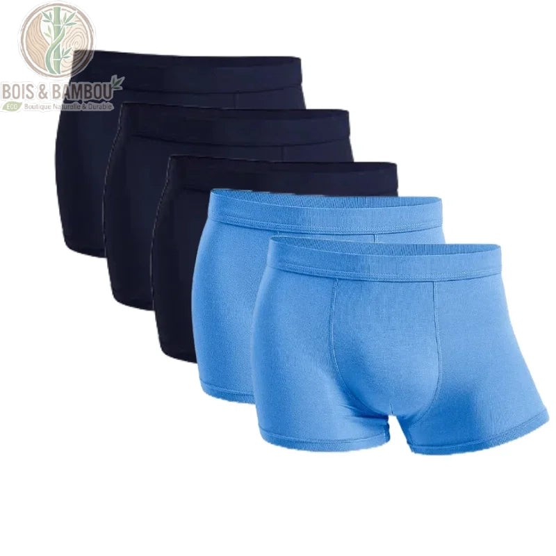 Lot 5 boxers bambou homme 3 Bleus 2 Bleu ciel