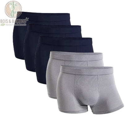 Lot 5 boxers bambou homme 3 Bleus 2 Gris