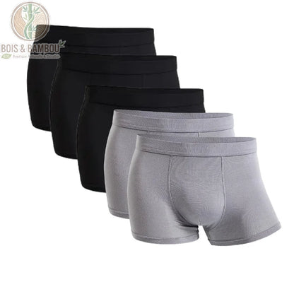 Lot 5 boxers bambou homme 3 Noirs 2 Gris