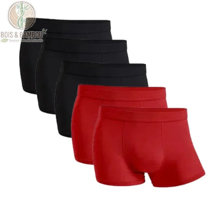 Lot 5 boxers bambou homme 3 Noirs 2 Rouges