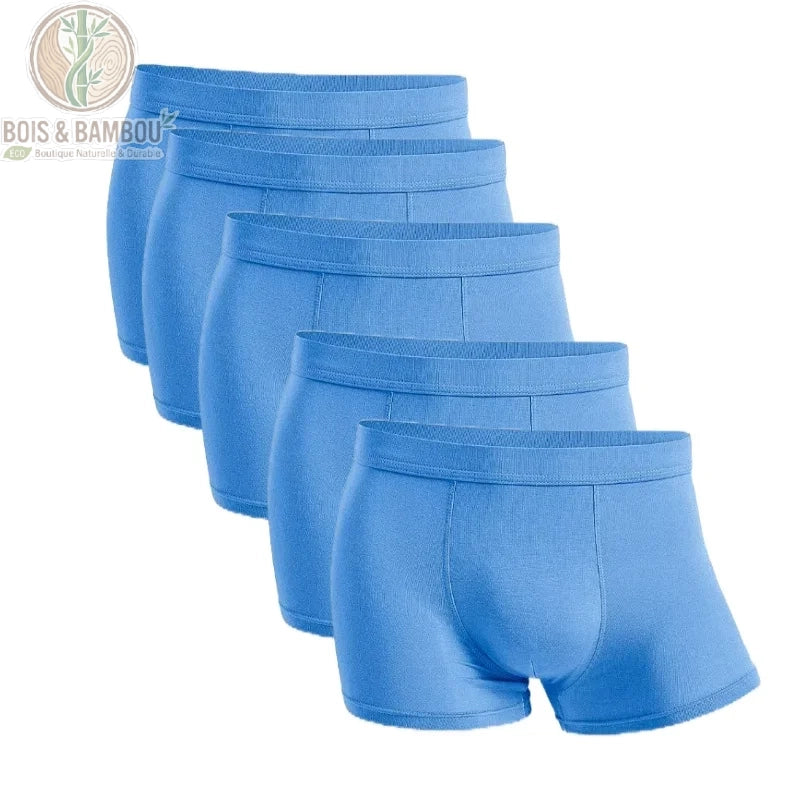 Lot 5 boxers bambou homme coloris Bleu ciel