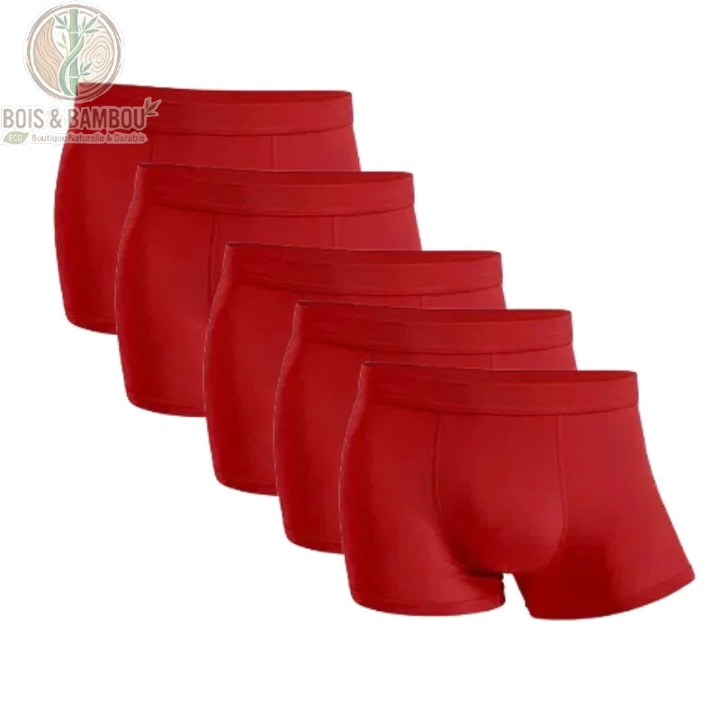 Lot 5 boxers bambou homme coloris Rouge