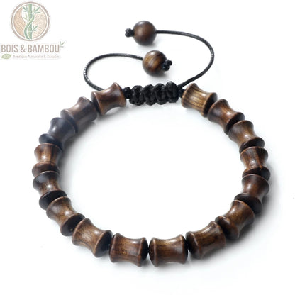 Bracelet Perles de Bois de Santal et Palissandre Réglable Unisexe