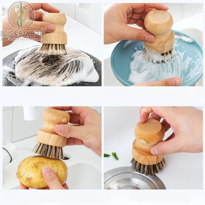 Brosse de nettoyage de cuisine en bambou