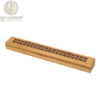 Porte-bâton encens bambou motif losanges entrelacés gravure artisanale