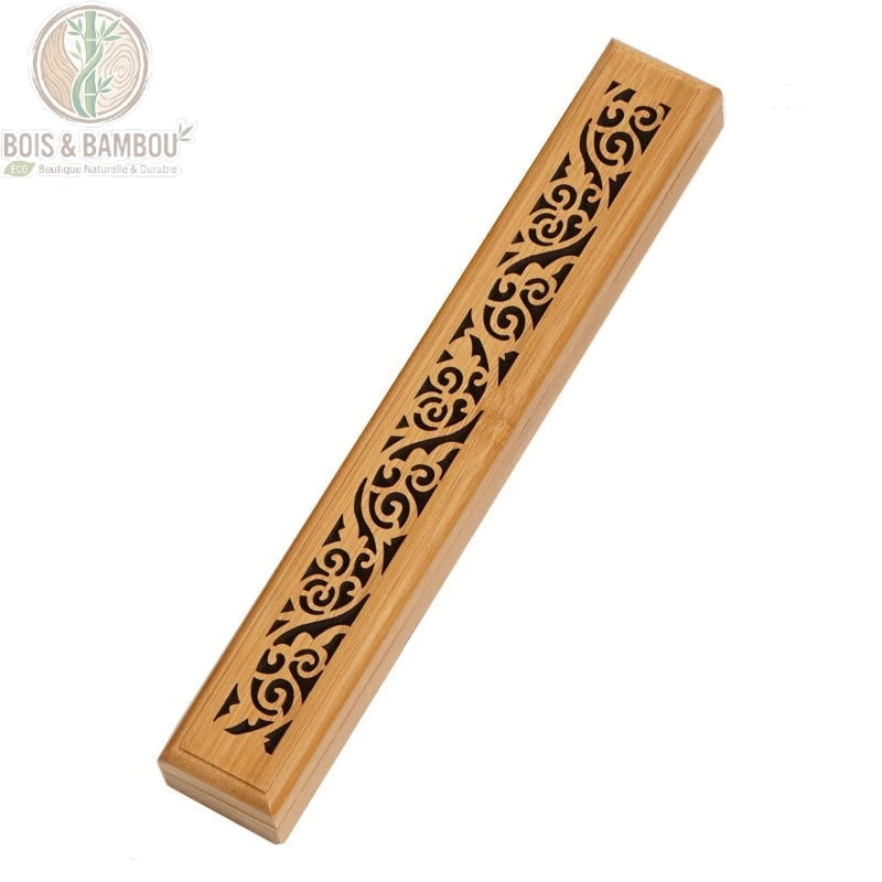 Brûleur encens bambou arabesques florales orientales motif volutes