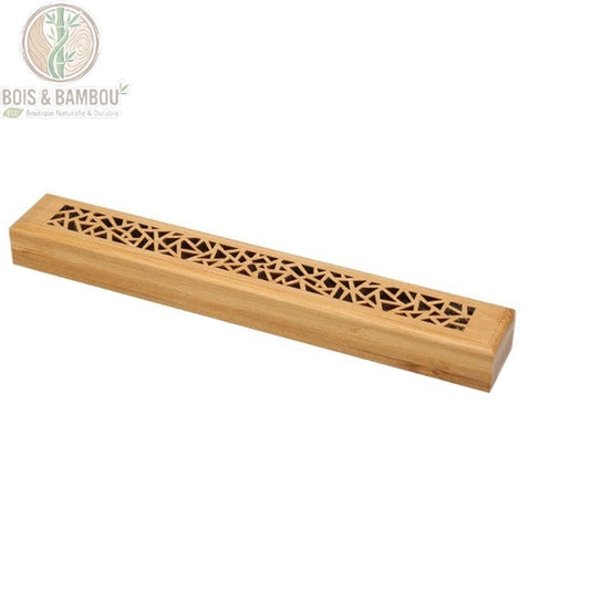 Porte-encens bambou naturel motif triangulaire géométrique fond blanc