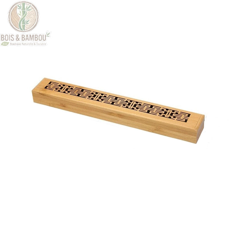 Brûleur encens bambou treillis rectangulaire ouvert motif zen
