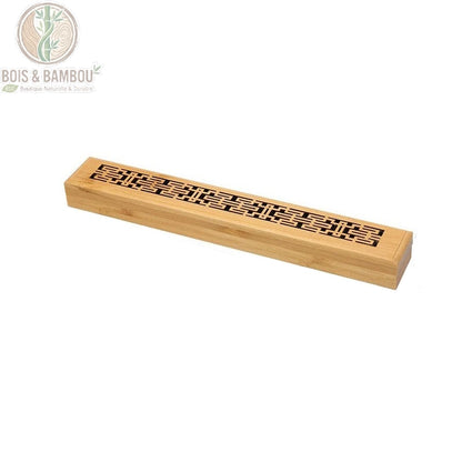 Brûleur encens bambou treillis rectangulaire ouvert motif zen