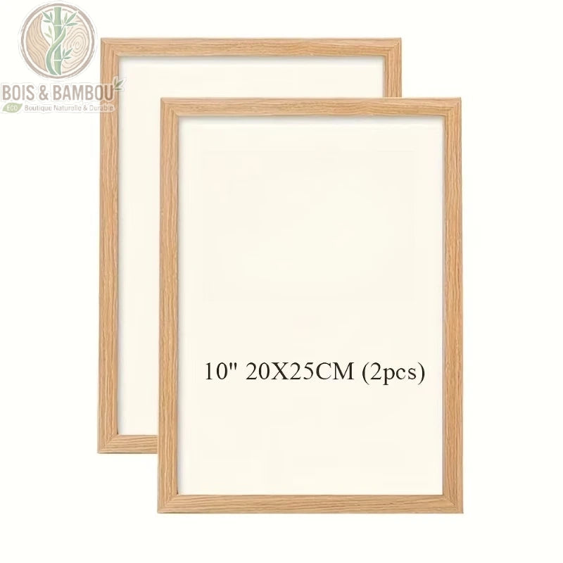 Cadre photo bois de pin clair naturel lot de 2 format 20x25 cm