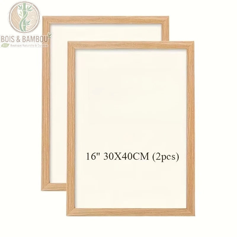 Cadre photo bois de pin clair naturel lot de 2 grand format 30x40 cm