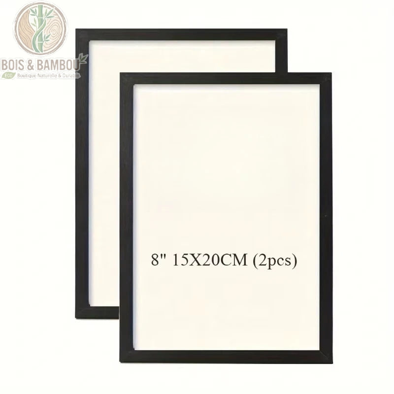 Cadre photo bois de pin noir lot de 2 format 15x20 cm