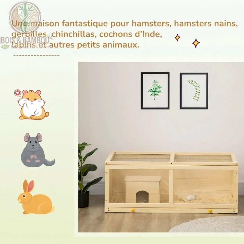Cage à hamster bois de sapin habitat pour hamsters gerbilles chinchillas et lapins