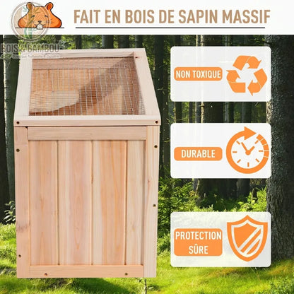 Cage à hamster bois de sapin massif naturel durable