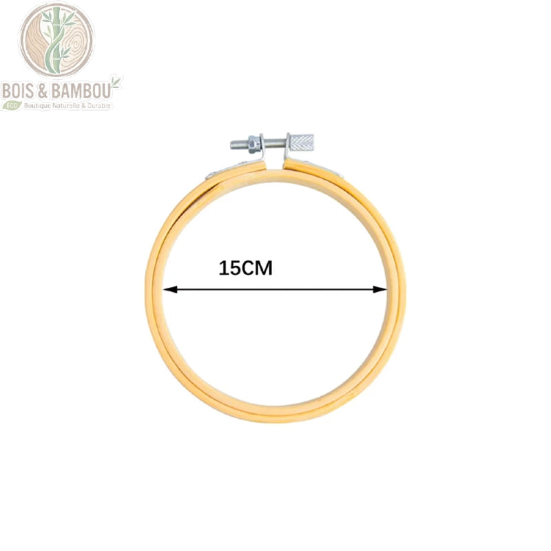 Cercle de broderie en bambou naturel diametre 15 cm avec vis de serrage