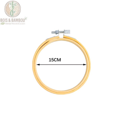 Cercle de broderie en bambou naturel diametre 15 cm avec vis de serrage