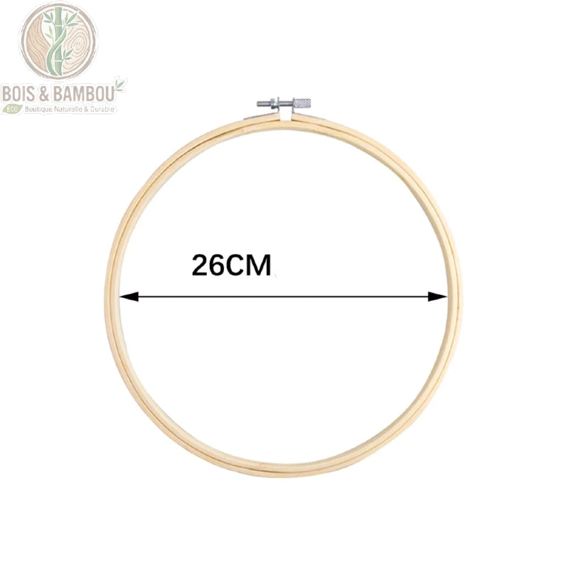 Cercle de broderie en bambou naturel diametre 26 cm avec vis de serrage