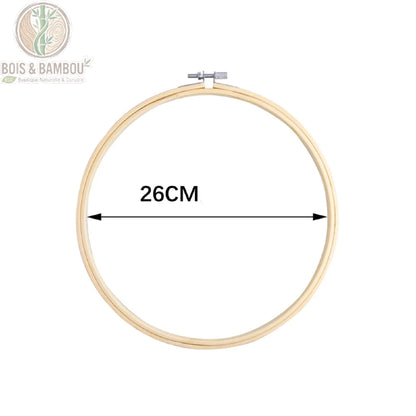 Cercle de broderie en bambou naturel diametre 26 cm avec vis de serrage