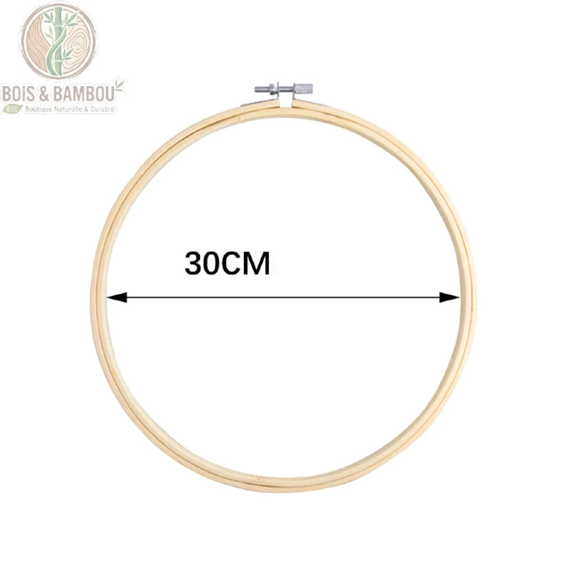 Cercle de broderie en bambou naturel diametre 30 cm avec vis de serrage