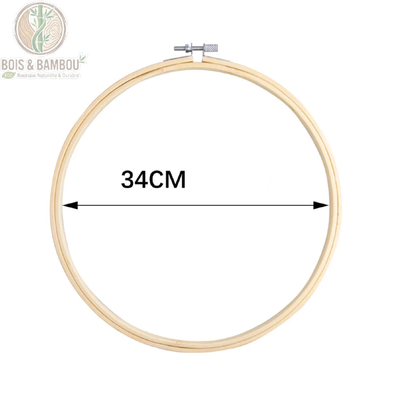 Cercle de broderie en bambou naturel diametre 34 cm avec vis de serrage