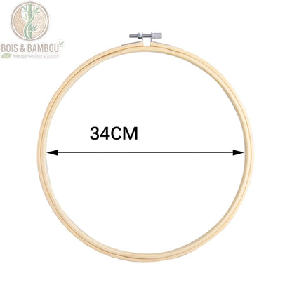 Cercle de broderie en bambou naturel diametre 34 cm avec vis de serrage