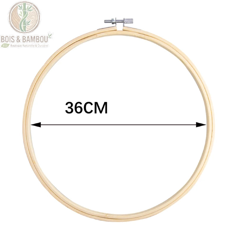 Cercle de broderie en bambou naturel diametre 36 cm avec vis de serrage