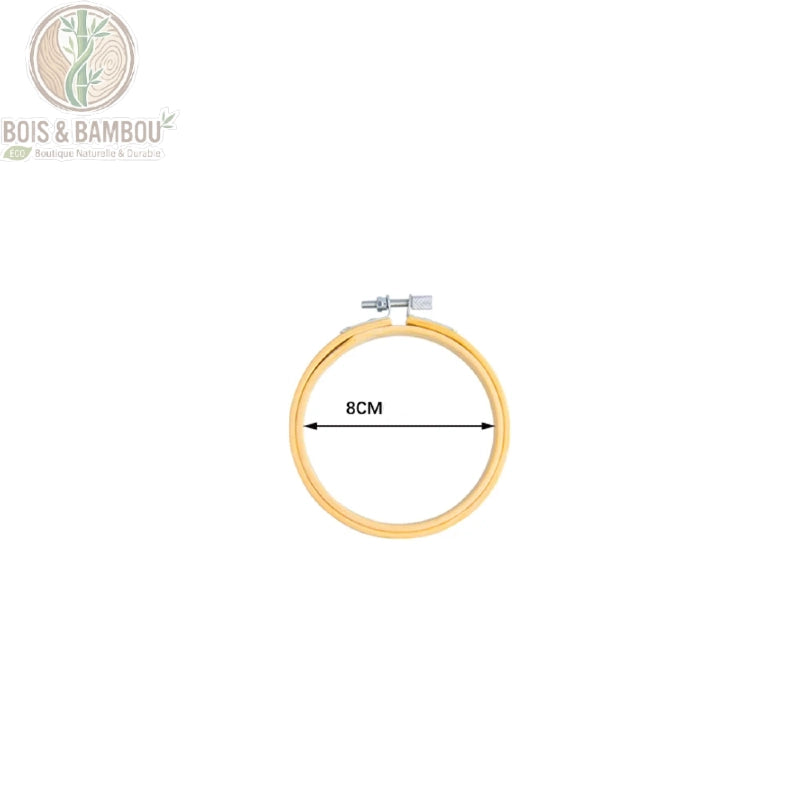 Cercle de broderie en bambou naturel diametre 8 cm avec vis de serrage